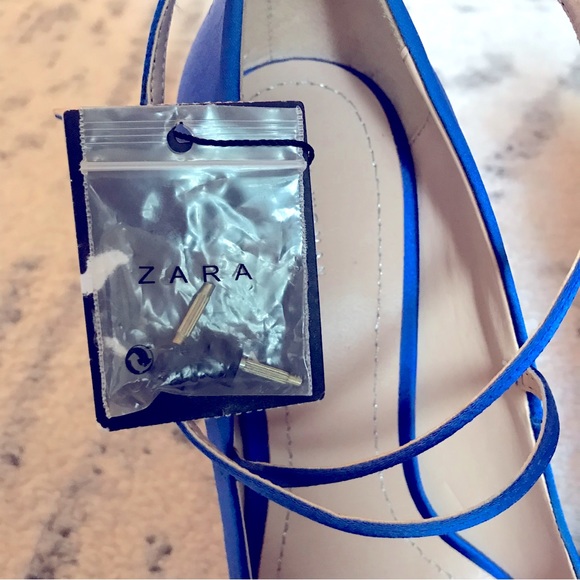 NWT Zara Strappy Satin Heels in Cobalt Blue - Picture 14 of 16